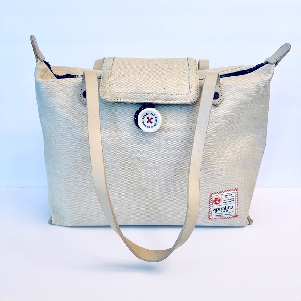 Spartina 449 Armada Zip coated Tote in cream beige